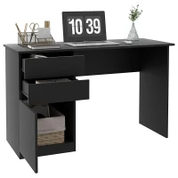 HOMCOM Computer Desk with Storage, PC Table with Drawers and Cabinet for Home Office, Study Room, Black(m-9)