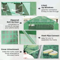 Outsunny 6.6' x 11' x 7' Portable Walk-In Tunnel Greenhouse, Garden Plant Growing Warm House, Outdoor Seed Flower Vegetable Growth Tent, Green(m-5)