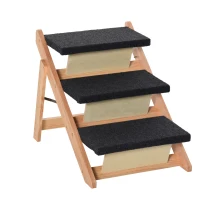PawHut 2-in-1 Folding Dog Stairs and Ramp, Convertible Dog Ramp for Beds, Sofa, and Cars, Portable Folding Pet Ladder, Up to 110 Pounds(m-1)