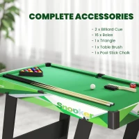 Soozier 41" Mini Pool Table Set Folding Billiard Table with 2 Cues, 16 Balls, Chalk, Triangle, Brush, Green(m-5)