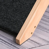 PawHut Wood Pet Stairs 2 In 1 Convertible Dog Steps and Carpeted Ramp Portable Foldable 4 Level Cat Ladder for High Bed Couch Car(m-11)