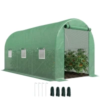 Outsunny 13' x 6' x 6' Outdoor Walk-in Tunnel Greenhouse Portable Plant Gardening Warm House with PE Cover Green(m-2)