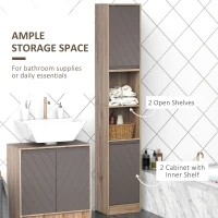 HOMCOM 67" Narrow Bathroom Storage Cabinet, Tall Freestanding Floor Cabinet, Bathroom Linen Cabinet with Doors and Adjustable Shelves(m-5)