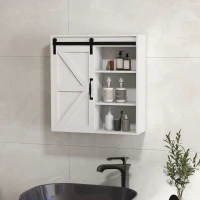 kleankin Bathroom Medicine Cabinet, Wall Cabinet with Sliding Door and Adjustable Shelf, 22.8" x 7.8" x 24.4", White(m-8)