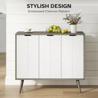 HOMCOM Modern Sideboard and Buffet, Dining Room Cabinet with Adjustable Shelves and 3 Doors, Grey(m-5)