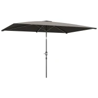 Outsunny 6.5x9.6ft Rectangle Aluminum Tilt Patio Umbrella, Garden Market Parasol, Outdoor Sunshade Canopy with Crank, Light Grey(m-9)