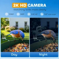 PawHut Smart Bird Feeder Camera Solar Powered with AI Identify 16000+ Birds, Auto Video Capture, Motion Detection(m-5)