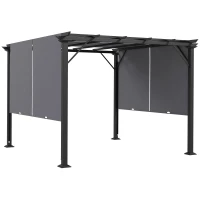 Outsunny 10' x 10' Retractable Pergola Canopy for Backyard, Grey(m-9)