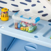 Qaba Kids Toy Organizer and Storage Book Shelf with shelves, storage cabinets, storage boxes, and storage baskets, Blue(m-10)
