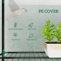 Outsunny Lean-to Greenhouse with 3 Tier Shelves, Mini Greenhouse with 3 Roll-Up Doors for Indoor Outdoor, Green(m-4)