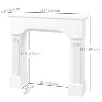 HOMCOM Baroque Fireplace Mantle, Freestanding Fireplace Surround for Electric Fireplaces, 43.25 Inch x 42.75 Inch, White(m-3)