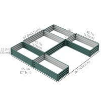 Outsunny Steel Raised Garden Bed, Set of 5 Large Box Planters for Outdoor Plants Vegetables Flowers Herbs, 8x8x1ft, Green(m-3)