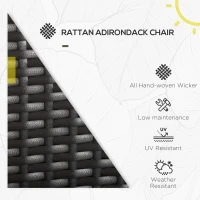 Outsunny Patio Wicker Adirondack Chair, Outdoor Rattan Muskoka Chair with Cushions for Patio, Garden, Backyard, Grey(m-6)
