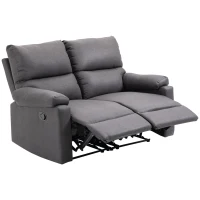 HOMCOM 2 Seater Reclining Chair, Loveseat Recliner Sofa with Footrest and Split Backrest, Dark Grey(m-13)