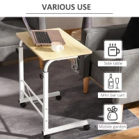 HOMCOM Mobile Standing Desk with Adjustable Height, 23.5 inch Stand Up Desk with Wheels, Natural Wood(m-7)