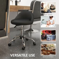 HOMCOM Salon Stool, Adjustable Rolling Stool, Black(m-7)
