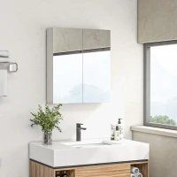 kleankin Wall Mounted Bathroom Cabinet with Mirror, Bathroom Medicine Cabinet with 2 Doors, Adjustable Shelf Soft Close Mechanism(m-8)