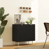 HOMCOM Modern Kitchen Storage Cabinet, Sideboard Buffet Cabinet with Adjustable Shelves and Metal Legs for Kitchen, Black(m-16)