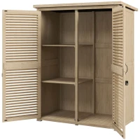 Outsunny 50" x 26" x 66" Wooden Garden Shed, Outdoor Storage Shed with Waterproof Asphalt Roof, Shelves, Natural(m-2)