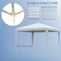 Outsunny 9' x 9' Portable Canopy Party Tent Gazebo Outdoor Sunshade for Weddings Parties with Dressed Legs, White(m-5)