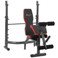 Soozier Press Bench, Heavy Duty Multiple Function Workout Adjustable Bench with Preacher Curl, Leg Developer(m-11)