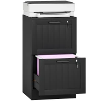 HOMCOM 2 Drawer Filing Cabinet with Lock, Office Storage Cabinet with Adjustable Hanging Bars for A4 Letter Size Files, Black(m-9)