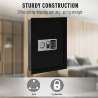 HOMCOM Flat Superior Electronic Hidden Wall Safe Box for Jewelry or Valuables Digital Lock Home Office Hotel Security (Black)(m-4)