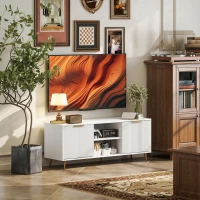 HOMCOM TV Stand with Storage for 55 Inch TV, Modern TV Cabinet with 2 Open Shelves and 2 Cabinets for Living Room, White(m-1)