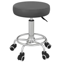 Vinsetto Salon Stool with Adjustable Height, PU Leather Barber Rolling Massage Tattoo Chair for Bar Beauty SPA, Grey(m-2)