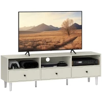 HOMCOM TV Stand for up to 75 Inches, TV Table with 3 Storage Shelves, 3 Drawers for Living Room, Bedroom, Cream White(m-9)