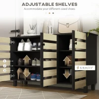 HOMCOM Shoe Cabinet with 3 Slatted Doors, 3-tier Shelving Rack Cabinet with Adjustable Shelves for 15 Pairs of Shoes, Black(m-6)