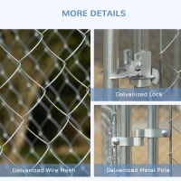 PawHut Dog Kennel Outdoor Galvanized Chain Link Fence Heavy Duty Pet Run House Chicken Coop with Secure Lock Mesh Sidewalls for Backyard Garden Silver, 15' L x 15' W x 5.9' H(m-5)