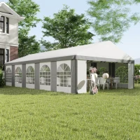 Outsunny 20'x33' Heavy Duty Large Party Tent & Carport with Removable Sidewalls, Portable Garage Canopy Tent, Grey(m-8)