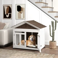 PawHut 40"L Wooden Dog House Outdoor Indoor for Small, Medium, Large Dogs, with Air Vents & Elevated Removable Floor(m-3)