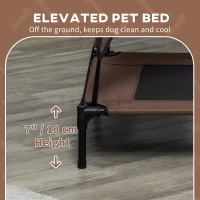 PawHut Elevated Portable Dog Cot Pet Bed with UV Protection Canopy Shade, 36 inch, Coffee(m-8)