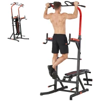 Soozier Power Tower Pull Up Bar Station for Home Gym Training Workout Equipment With Sit Up Bench(m-11)