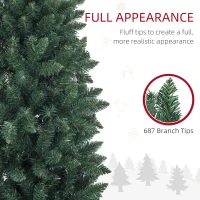 HOMCOM 7ft Tall Pencil Artificial Christmas Tree with 687 Branch Tips with Steel Base, Green(m-5)