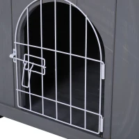 PawHut 2-Level Wooden Cat House, Outdoor Dog Shelter Cat Condo with Lockable Wire Door and Balcony, Grey(m-9)