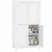 HOMCOM Freestanding Bathroom Cabinet, Tall Bathroom Cabinet with Hidden Storage and Adjustable Shelves, Living Room, White(m-13)