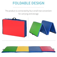 Soozier 4'x10'x2'' Folding Gymnastics Tumbling Mat, Exercise Mat with Carrying Handles for Yoga, MMA, Martial Arts, MultiColor(m-7)