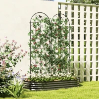 Outsunny Set of 2 Metal Garden Trellis, Decorative Trellis Panels, Bird Design, 180 x 50 cm, Black(m-1)