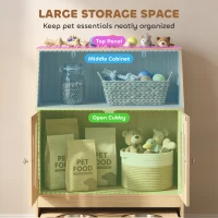 PawHut Dog Feeding Station, Pet Food Storage Cabinet with 2 Elevated Bowls & Slow-Feed Mat for Dogs & Cats(m-4)