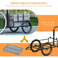 Aosom Steel Trailer for Bike, Bicycle Cargo Trailer with Foldable Storage Box and Safe Reflectors, Max Load 88LBS, Grey(m-4)