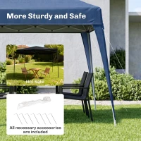 Outsunny 8' x 8' Pop Up Canopy, Outdoor Folding Tent, Portable Party Tent with Carrying Bag for Camping, Party, Picnic, Blue(m-6)