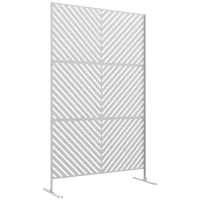 Outsunny 6.5FT Decorative Outdoor Divider, Metal Privacy Screen with Stand, Triangle Style, White(m-9)
