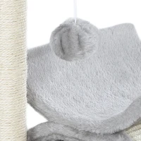 PawHut 17" Small Cat Tree with Scratching Post, Cat Tower with Rotatable Top Pole, Platform, 2 Dangling Balls, Light Grey(m-10)