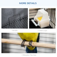 PawHut 23" Bird Cage Flight Parrot House Cockatiels Playpen with Open Play Top and Feeding Bowl Perch Pet Furniture Black(m-7)