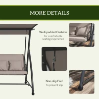 Outsunny 3 Seater Porch Swing Convertible Swing Chair Bed Cushioned Light Brown(m-5)