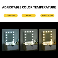 HOMCOM, Hollywood Lighted Makeup Mirror with 12 Dimmable LED Bulbs, 3 Color Lighting Modes, Touch Control Design for Cosmetic Dressing Table, White(m-5)