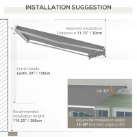 Outsunny 10'x8' Electric Retractable Awning with Remote Controller, Crank Handle, Aluminum Frame for Deck Balcony, Light Grey(m-6)